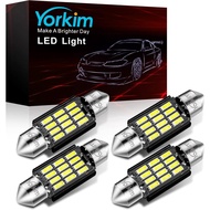 Yorkim 6418 LED Bulb, 36mm Festoon LED Bulb 6500K White Super Bright Interior Lights 12-SMD 4014 Chi