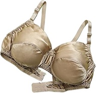 Women's 100% Mulberry Silk Everyday Bra Printed No Underwire Triangle Bras Plus Size Sexy Double-Sid
