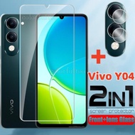 Vivo Y04 2025 2in1 Glass Protective Film For Vivo Y04 Y03 Y03T Y 03 Y 04 VivoY04 4G 5G 9H HD Front P