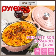 Pyrex 3L Oval Cast Iron Casserole 27cm – Pink | Dutch Oven, Induction & Oven Safe
