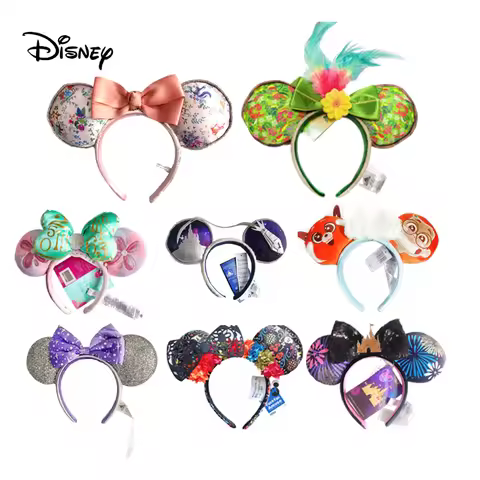 Disney Mickey Mouse Ears Headband Disney Cartoon Hairband for Kids and Adults Leather Plush Sequin C