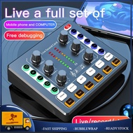M8 Sound Card 12 Sound Effects Noise Reduction Mixers Headset Mic Voice Control Mixer for K Songs Mi