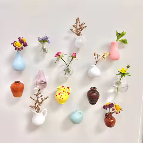 Small Fridge Magnet Decoration Mini Ceramic Vase Micro Landscape Ornament fridge cute magnets place