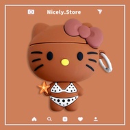 Cartoon Wave Point Bikini Hello Kitty Wireless Bluetooth Earphone Case Compatible for Airpods 1 2 3 