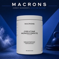 MACRONS Creatine Monohydrate - Unflavoured Micronised Powder (350g) 99% Purity - Muscle Strength Mas