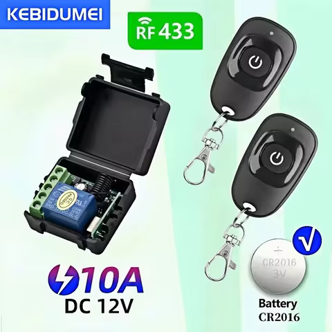 DC 12V 433Mhz RF Wireless Remote Control Switch Relay 1CH Receiver EV1527 Learning Code For LED Door