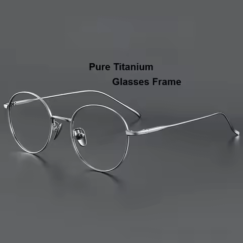Japanese Pure Titanium Glasses Frame Ultra Light Classic Men Women Eyeglasses Vintage Round Brand De