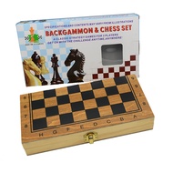 Three-in-One Wooden Chess Multiple Ways to Play Table Game Entertainment 24cm Set Foldable Portable