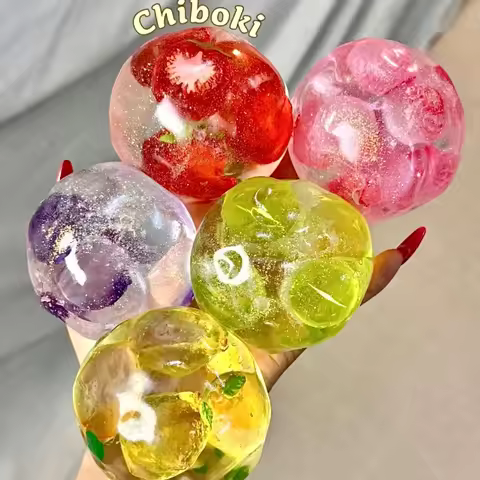 Chiboki! Glass Fruit Series! Thin-skin Moldable Squishy Balls with Vaseline Texture