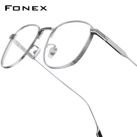FONEX Pure Titanium Glasses Frame Men Brand Design Vintage Round Eyeglasses Women Japanese UIltralig