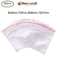 BeeBeecraft 200 pcs Plastic Zip Lock Bags Resealable Packaging Bags Top Seal Rectangle Clear for Storage &amp; Packaging