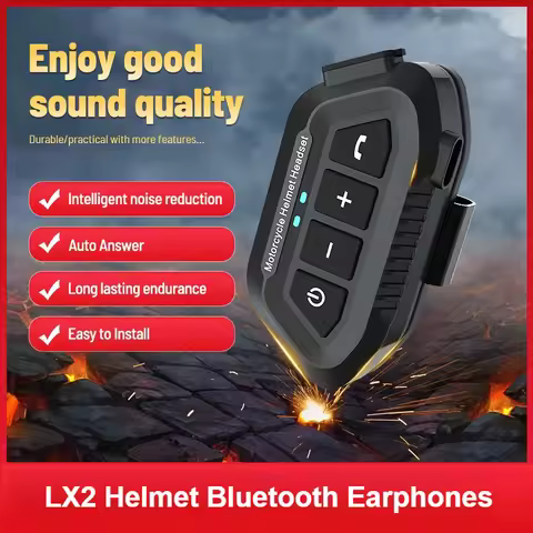 LX2 1200mAh Motorcycle Helmet Wireless Headset BT 5.0 Bluetooth Helmet Headset Voice Assistant Moto