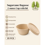Bagasse 2 Oz Sauce Cup With Lid - Pack of 25