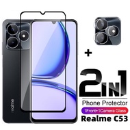 2 in 1 Screen Protector For Realme C63 C53 C55 NFC C35 C33 C31 C30 C30S RealmeC63 2024 Full Coverage