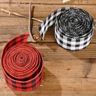 [Christmas Hot Sale]5cm*6m(1.97*236inches) Red Black Plaid Christmas Ribbon for Holiday Decorations