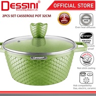 DESSINI ITALY GGF-32 Granite Die Cast Aluminium Non Stick Casserole Pot Bowl Deep Fry Pan Cookware T