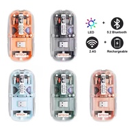 Wireless Bluetooth Transparent Mouse 2.4G/BT1/BT2 2400DPI Adjustable Rechargeable Battery Display ip