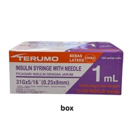 Terumo Insulin Syringe With Needle 0.5ML/1ML (27G/29G/31G) 100PCS -BOX