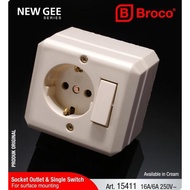 New Socket + Outbow Switch Broco New Gee Cream 15411-11 Single Switch