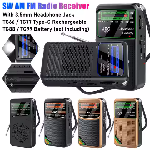 Portable AM FM SW Radio Receiver TG88 TG99 Battery Operated Radio TG66 TG77 1000mAh Rechargeable Min