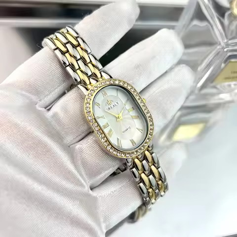 Luxury Men's Watch Business Precision Oval Diamond inlaid Bracelet Wristwatch Female Fashion Quartz 