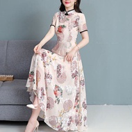 Foreign Trade Womens Clothing Export Alibaba 1688 Net Summer Floral Slim Looking Cheongsam Short Sle