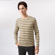 LTD เสื้อยืดแขนยาวลายทาง ผู้ชาย สีเบจ | Striped Long-Sleeve T-shirt | 00962