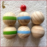 [kokiya] 7 Piece Bocce Ball Set Sports Playground Balls Fun Games Durable Accessories Grass Wooden O
