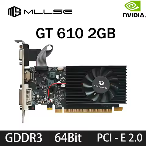 MLLSE GT 610 2GB Graphics Card GDDR3 64Bit DVI VGA PCI-E 2.0 Geforce GPU Gt 610 Gaming Video Card Pl