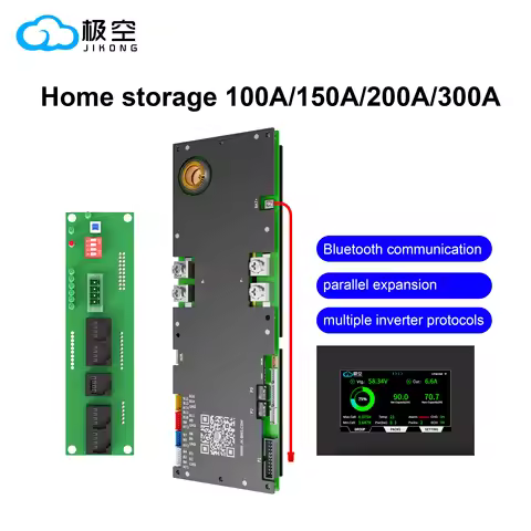 JIKONG V19 BMS 100A 150A 200A 300A 8S/24S 24V 48V 72V with 4.3LCD/7.0LCD Smart BMS Li-ion/ Lifepo4/