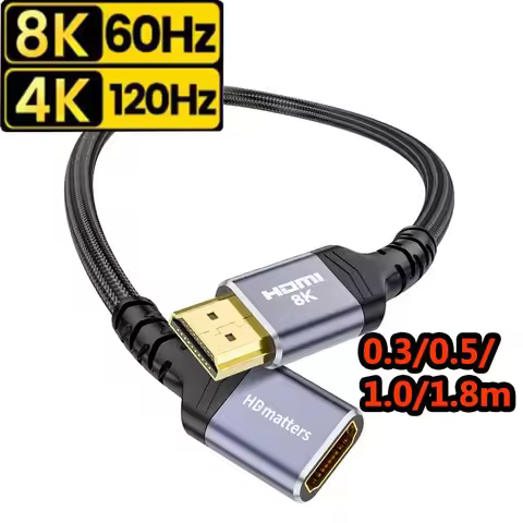 HDMI 2.1 8K Male to Female Cable HDMI Extension Braided Cord 8K@60Hz 4K@240Hz Extender Adapter for R