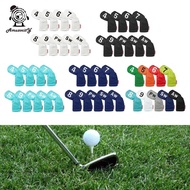 Amuzocity 9x Golf Iron Headcover Set, Golf Club Head Cover with Big Number ,,,7,8,9,PW,SW,AW  Long N