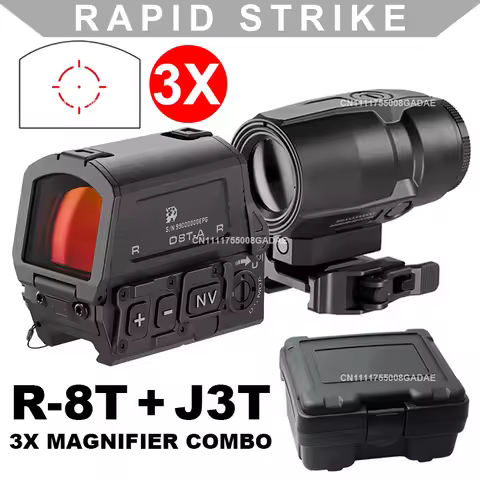 R-8T Holographic Red Dot Sight J3T 3X Magnifier Rifle Scope Combo NV/Motion Sensing Function Hunting