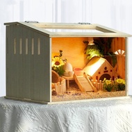 Solid Wood Breeding Box Breeding Panoramic Transparent Aquascape Box Hamster Pet Supplies Cage