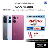 [Promo] vivo V60 5G 24*(12+12)+256/512GB 50MP ZEISS Super Telephoto Camera 6500mAh Battery 90W Flash