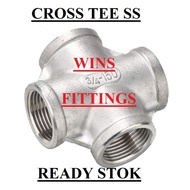 Branch 4 1/2" Cross Tee 0.5" SS 304 class 150 stainless thread T 1/2 0.5 inch