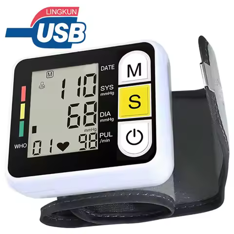 Digital Wrist Blood Pressure Monitor Medical Upper Arm Sphygmomanometer Automatic Tonometer Tensiome