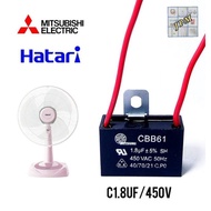 คาปาซิเตอร์พัดลม 1.8uf/450v capacitor พัดลม HATARI  capa พัดลมมิตซู ใช้กับพัดลม16" 18"  แคปรัน อะไหล