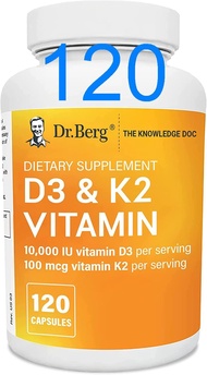 Dr Berg D3 & K2 D3K2 Vitamin (60cap-5000 IU) or (120cap-10000 IU)