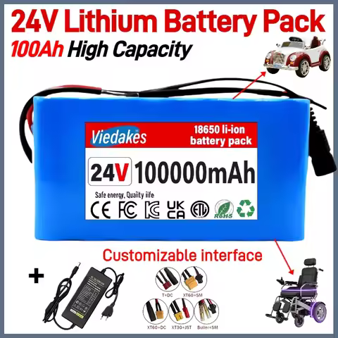 High capacity 7S3P 24V 100Ah Lithium Battery for Wheelchairs 21700 100000mAh Rechargeable Pack with 