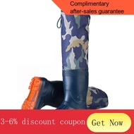 XD.Store 60CMMen's Over-the-Knee Rain Boots Non-Slip Fishing Shoes Rubber Boots Platform Plus Waterproof Shoe Cover Rubb