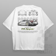 Cars and Clo - Oversized - Porsche 918 Spyder Blueprint T-Shirt