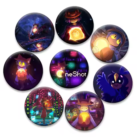 Anime Oneshot Niko Big Scarf with Sun Brooches Round Pins Fashion Jewelry Accessories Cartoon Badge