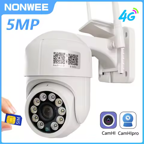 5MP 4G SIM Card Security Camera WiFi Outdoor 1080P HD PTZ CCTV Surveillance Cameras H.265 Speed Dome