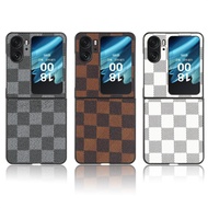 Suitable for Find N3 Flip Phone Case Find N2 Flip Phone Protective Case Checked Leather Shell Trendy