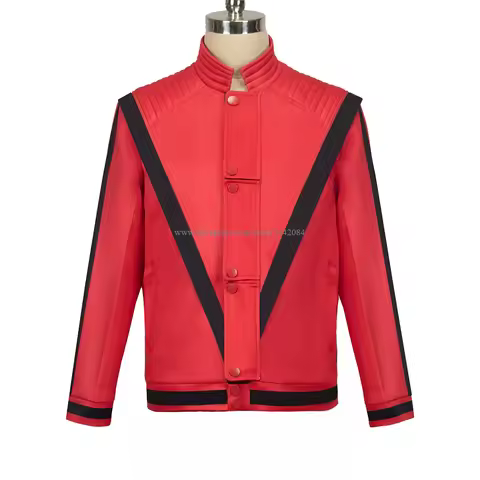 MJ Michael Jackson Jacket Thriller Red Retro Sport Coat MTV Collection Outwear Party Cosplay Imitati