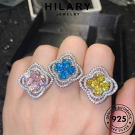 HILARY JEWELRY Clover Ring Perempuan Women Sterling Four Korean Original Accessories Leaf Cincin For Perak Personalized 純銀戒指 Silver Sapphire 925 Adjustable R1920