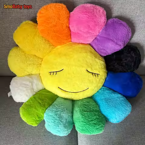Colorful Sun Flower Plsuh Pillow Cartoon Murakami Long Colorful Sun Flower Cushion Sunflower Flower 