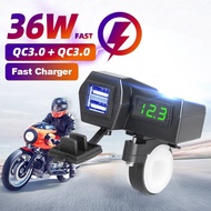 Motorcycle charger usb port with Voltmeter Waterproof 12V-24V QC3.0 Quick Charge Power Supply With On/Off Adapter Ex5 Rxz lc135 rs150 125zr y15zr motorcycle accessories