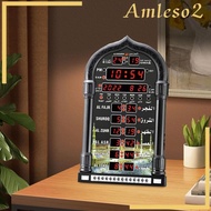 [Amleso2] Azan Clock Mosque Prayer Clock Time Reminding Calendar Decorative Clock